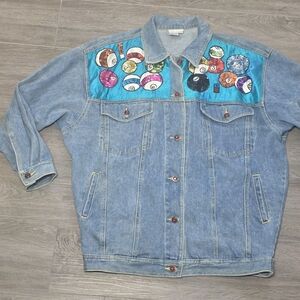 Vintage 80's-90's Cedars Sz M Art Jean Jacket Denim Billards Pool Unisex?